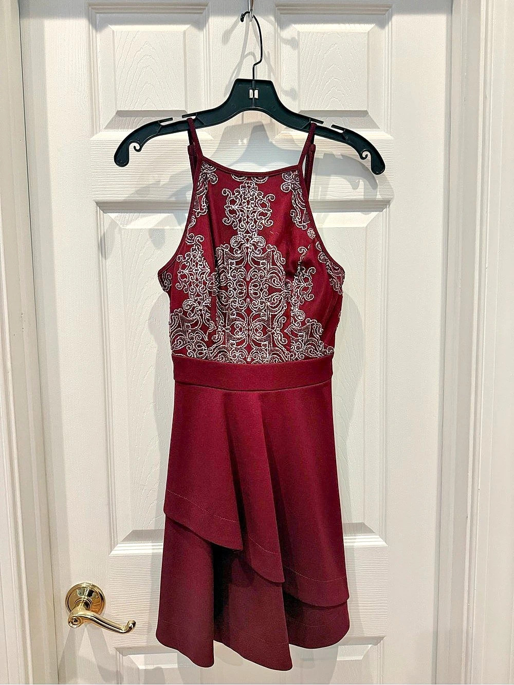 Speechless Paisley Sleeveless Midi Cocktail Dress in Burgundy Size 5 Like New